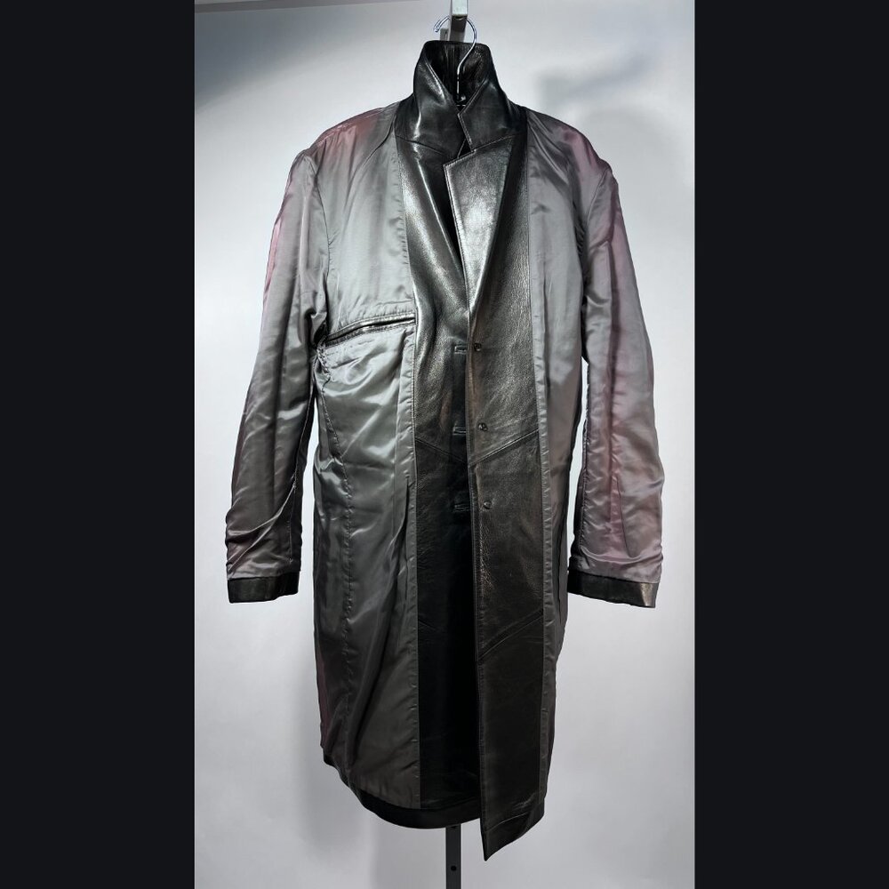 BANANA REPUBLIC Vintage Fall 99 Black 100% Buttery Leather‎ Mid-length Coat S - Picture 4 of 8